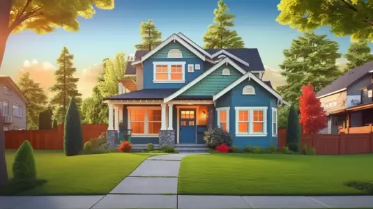 Colorful illustration of a single-family house.