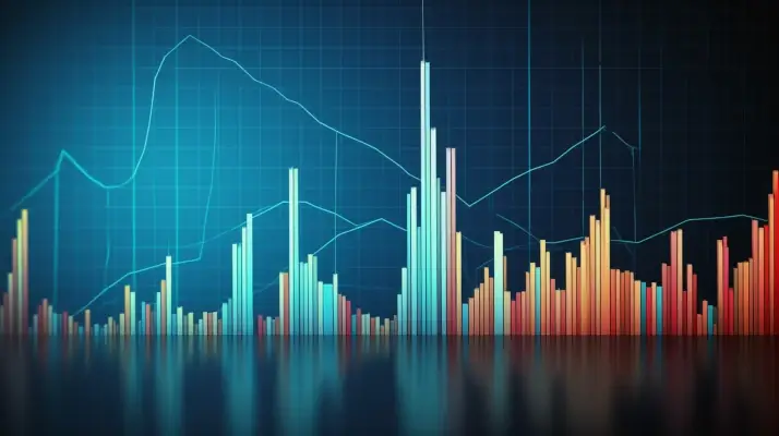 Colorful illustration of a chart for stock analysis.