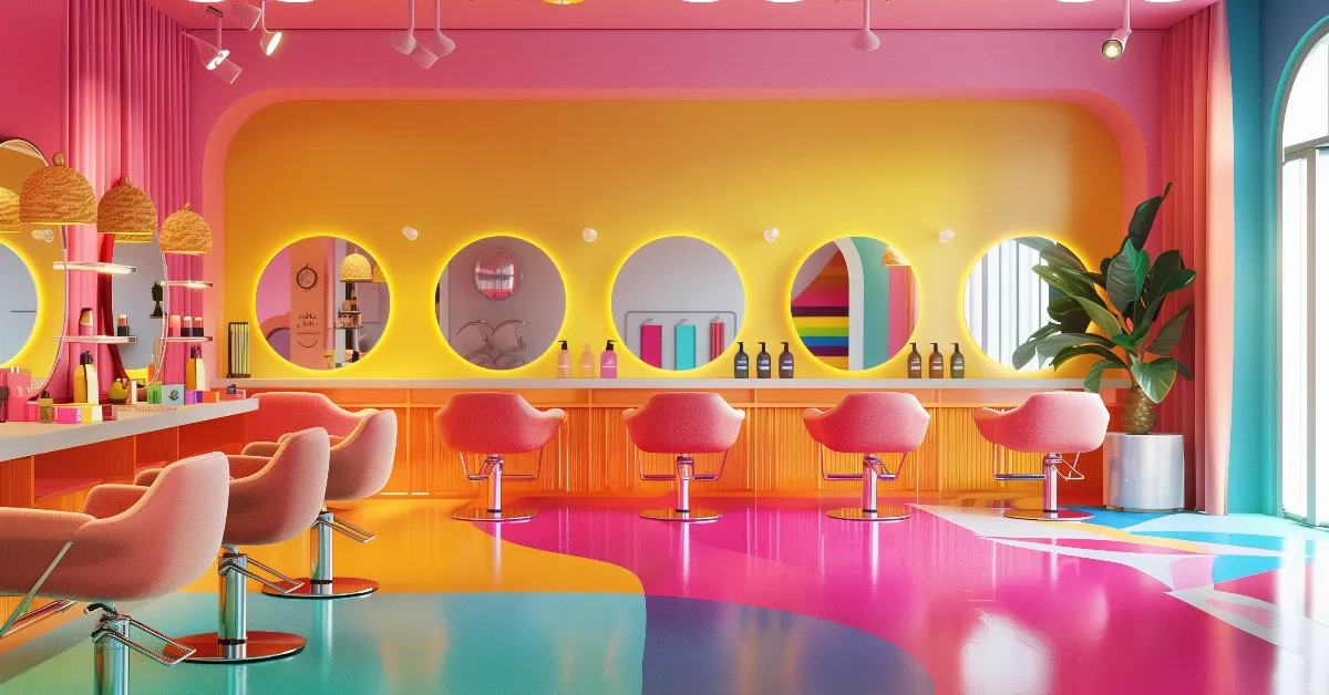 Colorful illustration of a beauty salon.