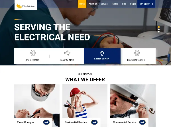 Smart Electrician is a recommended free GPL-licensed WordPress theme available on wordpress.org.