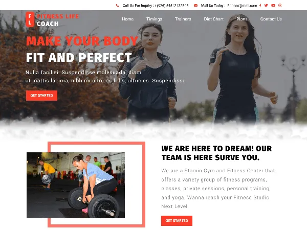 Fitness Life Coach is a recommended free GPL-licensed WordPress theme available on wordpress.org.