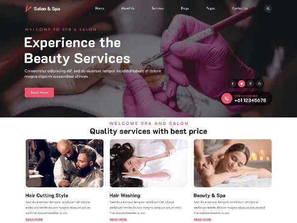 Hairstyle Salon is a recommended free GPL-licensed WordPress theme available on wordpress.org.