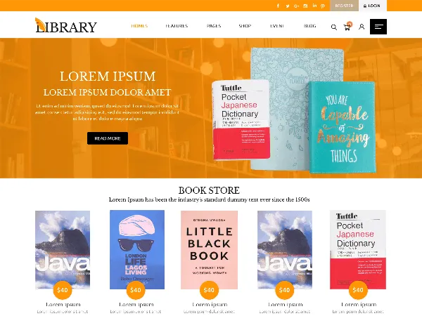 Library Bookstore is a recommended free GPL-licensed WordPress theme available on wordpress.org.