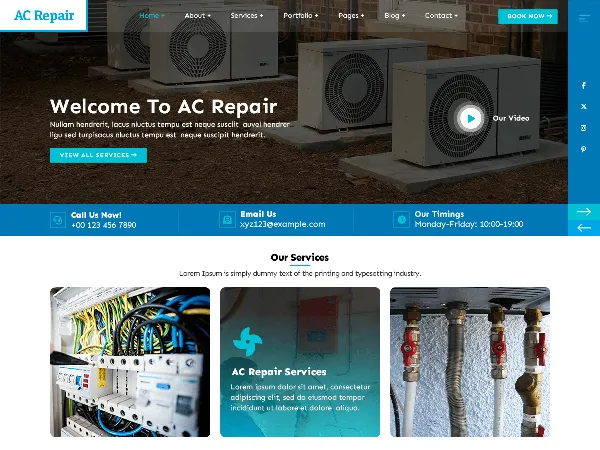 AC Repairing Services is a recommended free GPL-licensed WordPress theme available on wordpress.org.