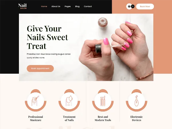 Nail Salon Lite is a recommended free GPL-licensed WordPress theme available on wordpress.org.
