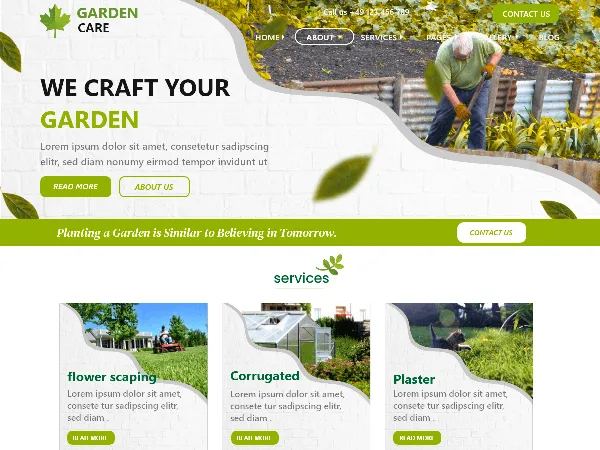 Garden Landscaping Coach is a recommended free GPL-licensed WordPress theme available on wordpress.org.
