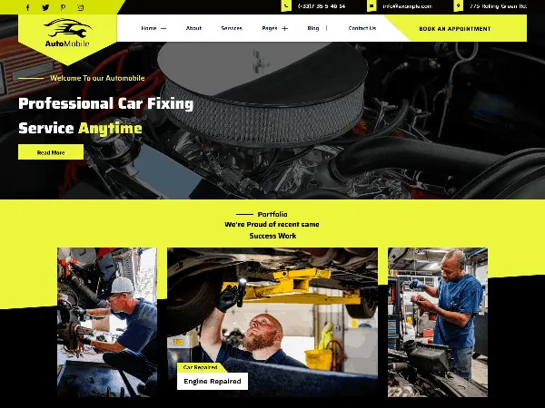 Automobile Repair Blocks is a recommended free GPL-licensed WordPress theme available on wordpress.org.