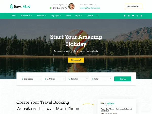 Travel Muni is a recommended free GPL-licensed WordPress theme available on wordpress.org.