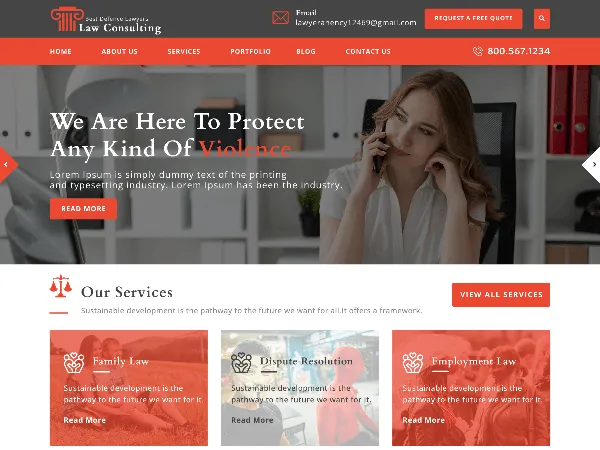 Legal Law Consulting is a recommended free GPL-licensed WordPress theme available on wordpress.org.