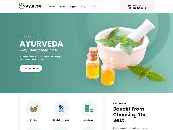 SKT Ayurveda is a recommended free GPL-licensed WordPress theme available on wordpress.org.