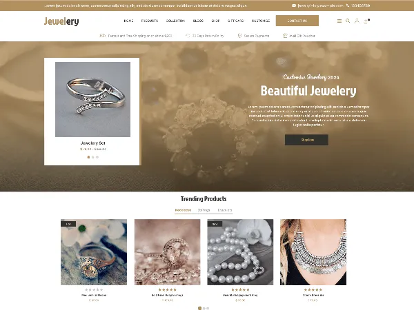 Jeweller Store is a recommended free GPL-licensed WordPress theme available on wordpress.org.