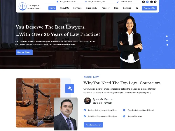 Law Advocate is a recommended free GPL-licensed WordPress theme available on wordpress.org.