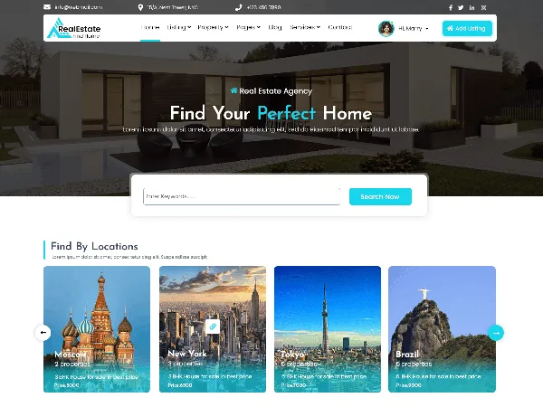 Real Estate Broker is a recommended free GPL-licensed WordPress theme available on wordpress.org.