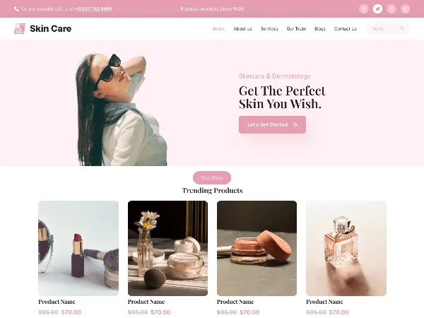Skin Care Solutions is a recommended free GPL-licensed WordPress theme available on wordpress.org.
