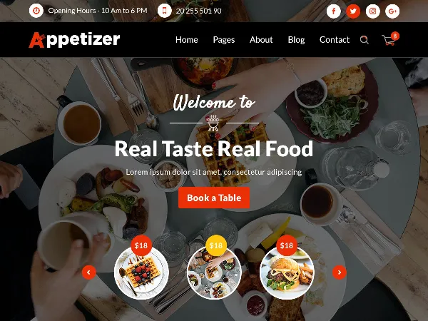 Appetizer is a recommended free GPL-licensed WordPress theme available on wordpress.org.