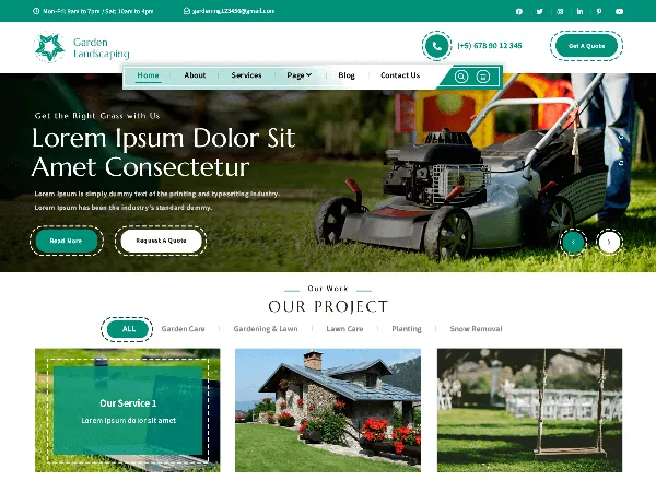 Garden Landscaping is a recommended free GPL-licensed WordPress theme available on wordpress.org.