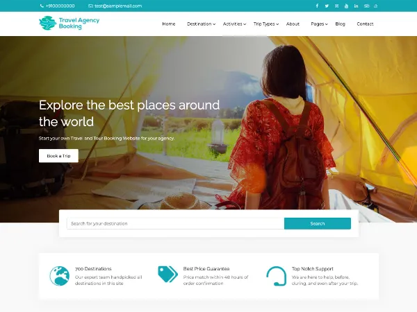 Travel Agency Booking is a recommended free GPL-licensed WordPress theme available on wordpress.org.