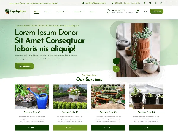 Garden Care is a recommended free GPL-licensed WordPress theme available on wordpress.org.