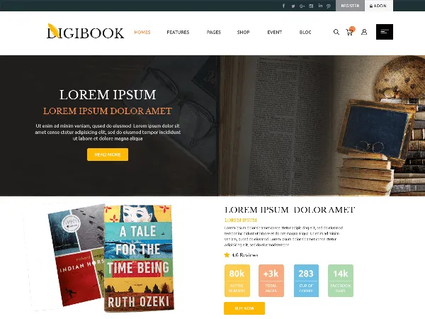 Digital Books is a recommended free GPL-licensed WordPress theme available on wordpress.org.