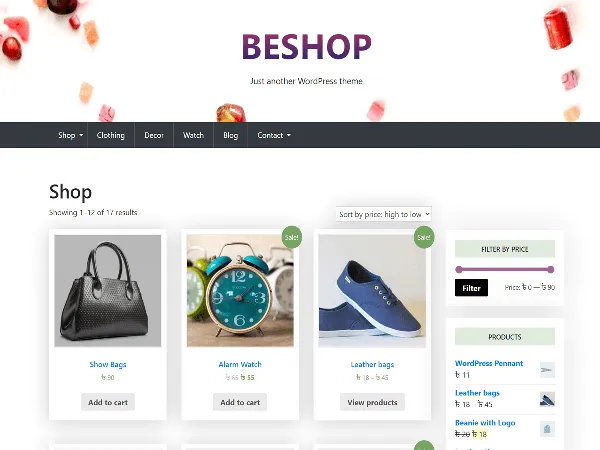 BeShop is a recommended free GPL-licensed WordPress theme available on wordpress.org.