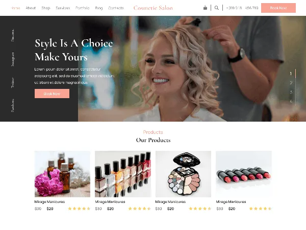 Cosmetics Salon is a recommended free GPL-licensed WordPress theme available on wordpress.org.