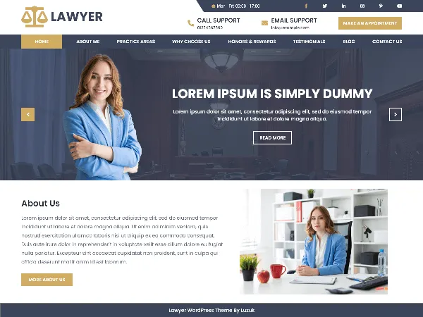 Expert Lawyer is a recommended free GPL-licensed WordPress theme available on wordpress.org.