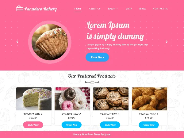 Panadero Bakery is a recommended free GPL-licensed WordPress theme available on wordpress.org.