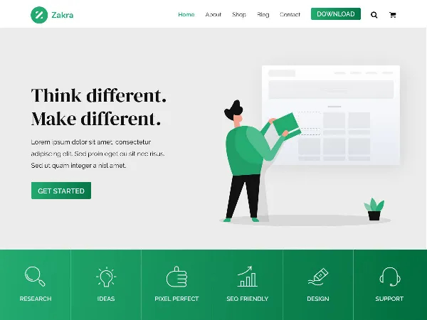 Zakra is a recommended free GPL-licensed WordPress theme available on wordpress.org.