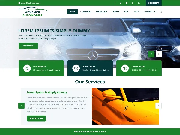 Advance Automobile is a recommended free GPL-licensed WordPress theme available on wordpress.org.