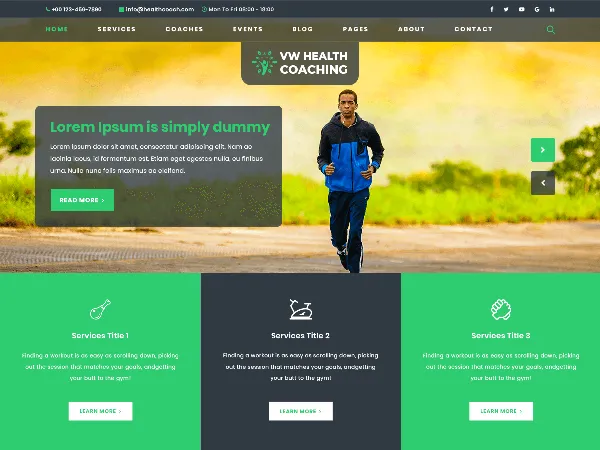 VW Health Coaching is a recommended free GPL-licensed WordPress theme available on wordpress.org.