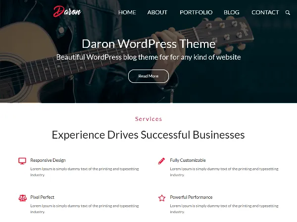 Daron is a recommended free GPL-licensed WordPress theme available on wordpress.org.