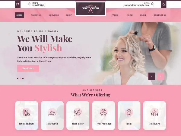 Hair Spa Salon is a recommended free GPL-licensed WordPress theme available on wordpress.org.