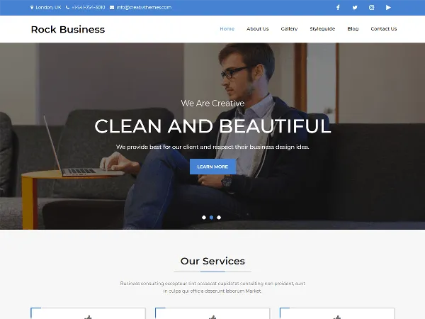 Rock Business is a recommended free GPL-licensed WordPress theme available on wordpress.org.
