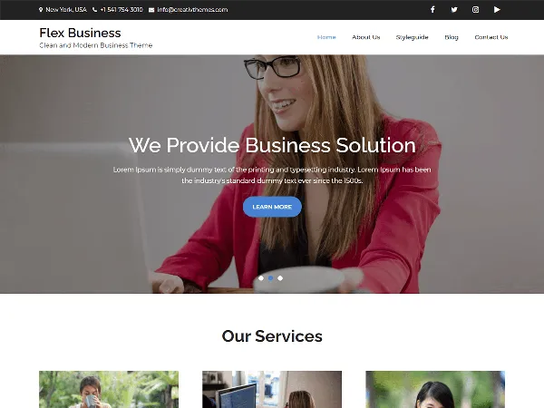 Flex Business is a recommended free GPL-licensed WordPress theme available on wordpress.org.