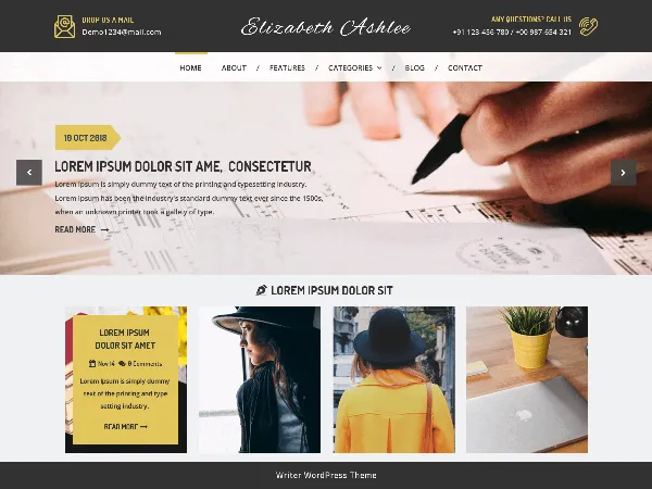 VW Writer Blog is a recommended free GPL-licensed WordPress theme available on wordpress.org.