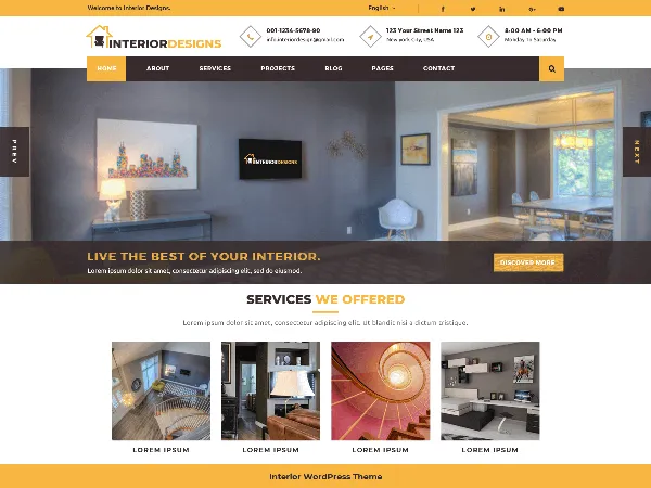 Interior Designs is a recommended free GPL-licensed WordPress theme available on wordpress.org.