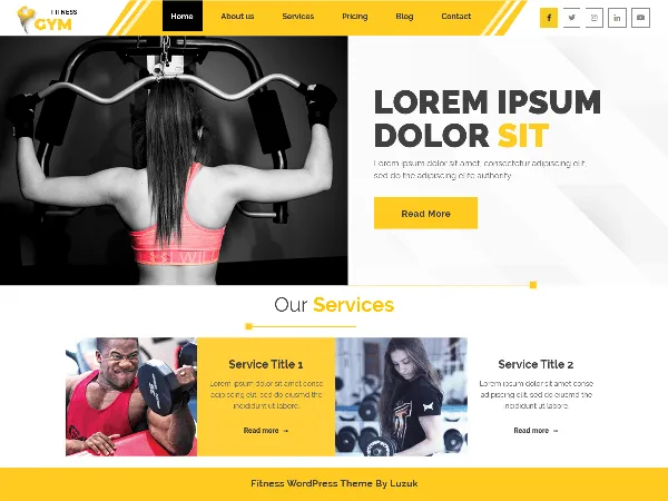 Akhada Fitness Gym is a recommended free GPL-licensed WordPress theme available on wordpress.org.