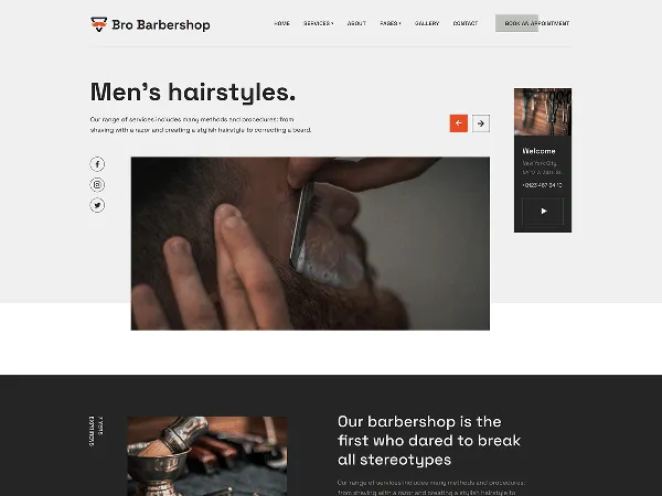 Bro Barbershop is a recommended free GPL-licensed WordPress theme available on wordpress.org.