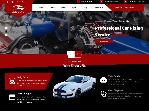 Car Repair Blocks is a recommended free GPL-licensed WordPress theme available on wordpress.org.