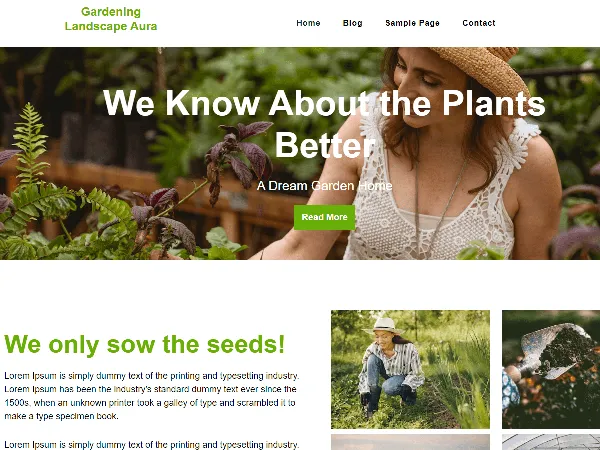 Gardening Landscape Aura is a recommended free GPL-licensed WordPress theme available on wordpress.org.