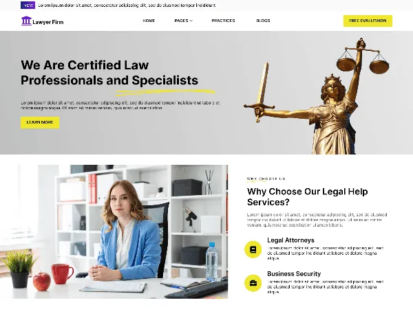 Lawyer Firm Blocks is a recommended free GPL-licensed WordPress theme available on wordpress.org.