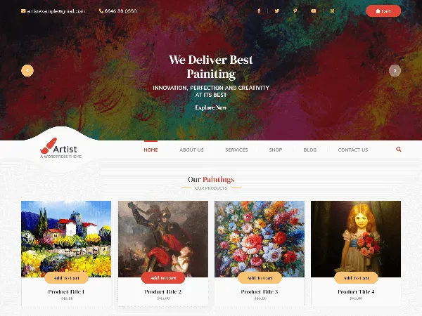 Designer Artist is a recommended free GPL-licensed WordPress theme available on wordpress.org.
