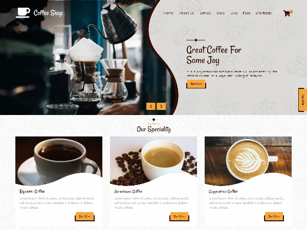 Coffee Shop Corner is a recommended free GPL-licensed WordPress theme available on wordpress.org.