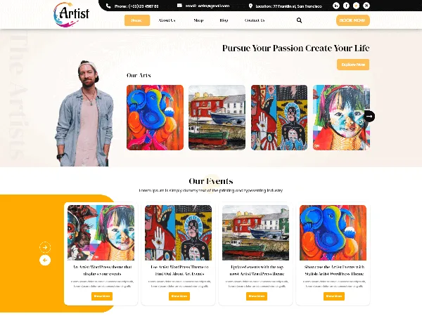 Artist Portfolio is a recommended free GPL-licensed WordPress theme available on wordpress.org.