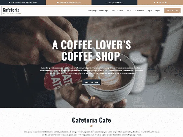 Coffee Cafeteria is a recommended free GPL-licensed WordPress theme available on wordpress.org.