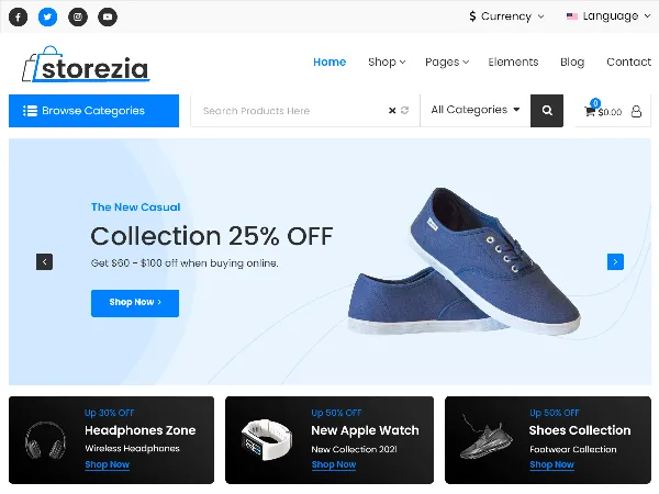 Great Selection of Free WordPress Themes for Shoe Store Websites Potent Pages