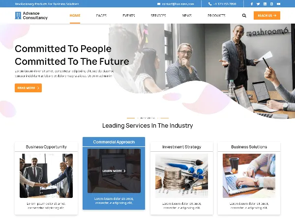 Advance Consultancy is a recommended free GPL-licensed WordPress theme available on wordpress.org.