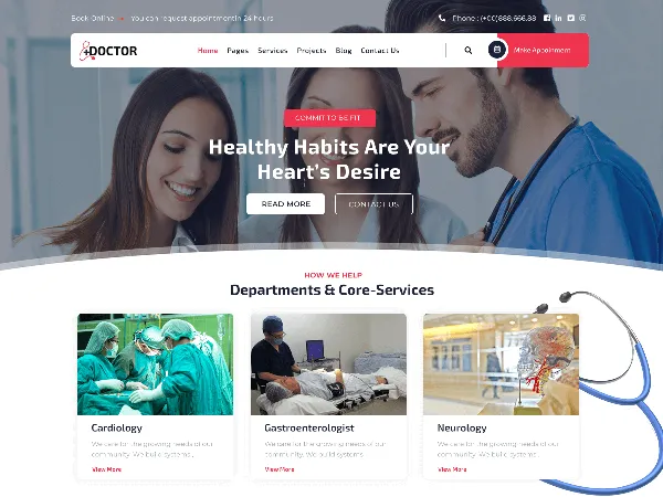 Medical Doctor is a recommended free GPL-licensed WordPress theme available on wordpress.org.