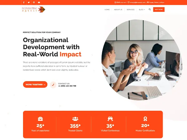 eConsulting Agency is a recommended free GPL-licensed WordPress theme available on wordpress.org.