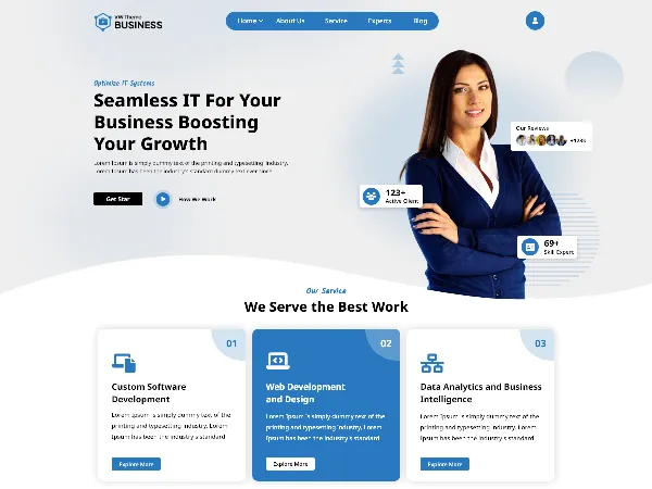 Business Landing Page is a recommended free GPL-licensed WordPress theme available on wordpress.org.